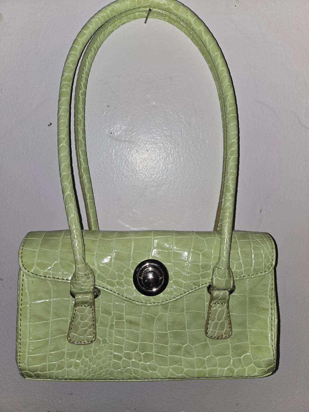 Vegan Leather Crocodile Print Shoulder Bag